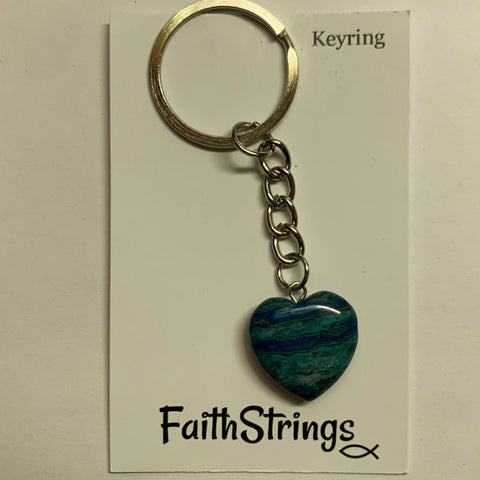 Gemstone Heart Keyring Keychain Christian Faith Strings Gift