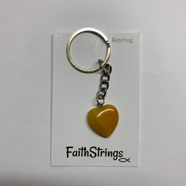 Gemstone Heart Keyring Keychain Christian Faith Strings Gift