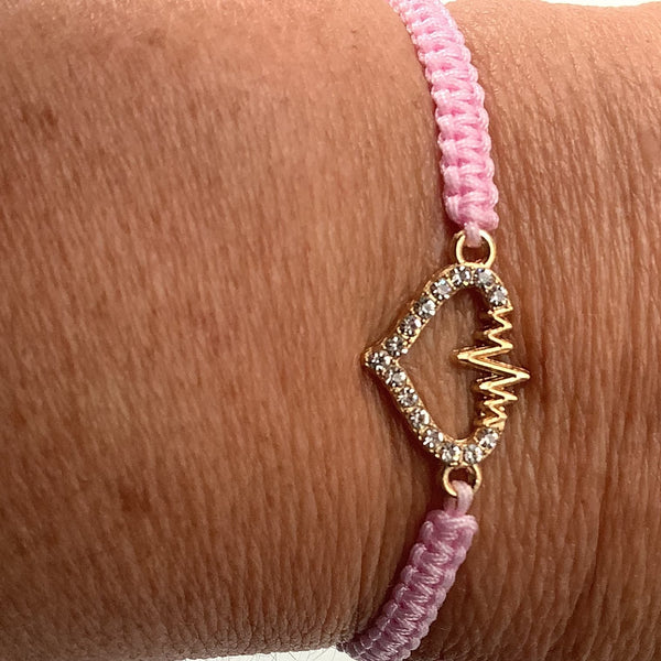 Heart slip knot pink cord bracelet Faithstrings Christian gift 