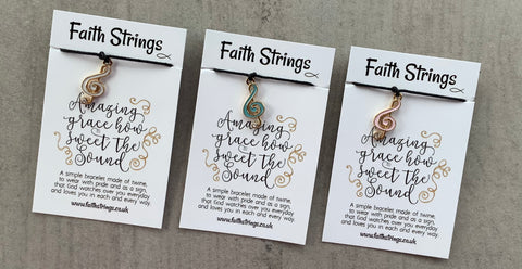 Faithstrings Christian Gift Cord Bracelet Music Charm Amazing Grace Faith String WIsh