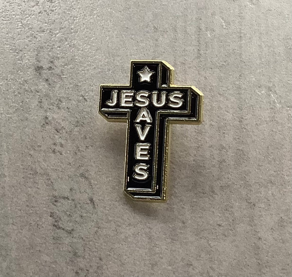 Pin Badge Christian Gift Cross Jesus Saves Lapel Tie Enamel Faithstrings