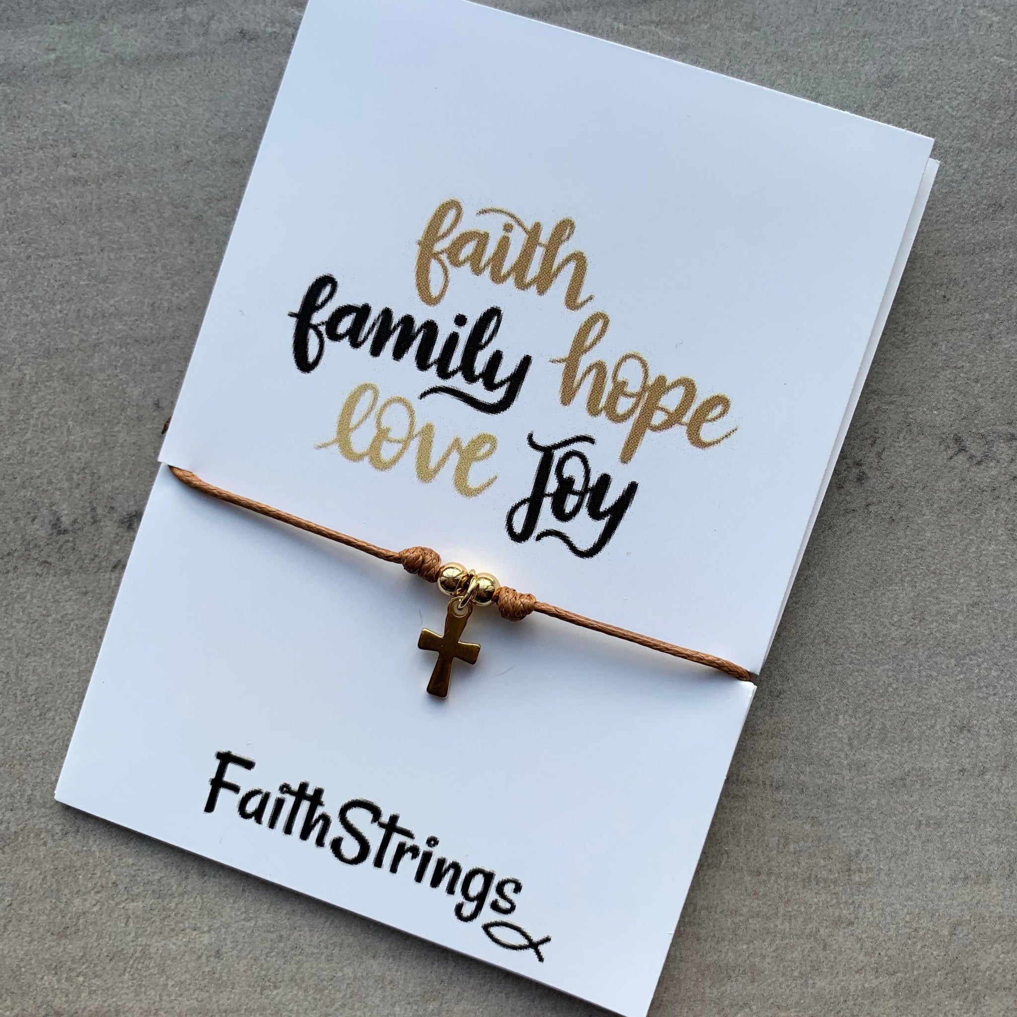 Cross Christian Slip Knot Bracelet Autumn Fall Faith Family