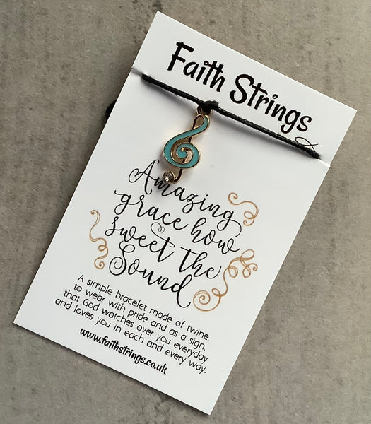 Faithstrings Christian Gift Cord Bracelet Music Charm Amazing Grace Faith String WIsh