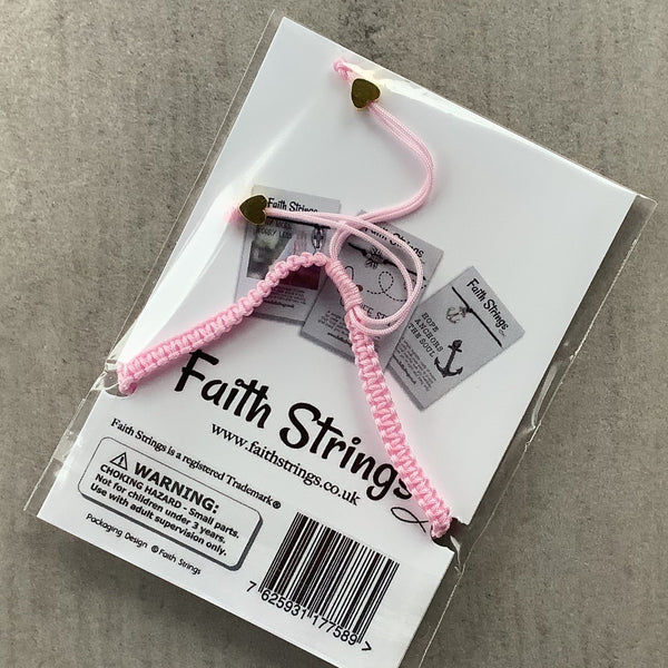 Heart slip knot pink cord bracelet Faithstrings Christian gift 