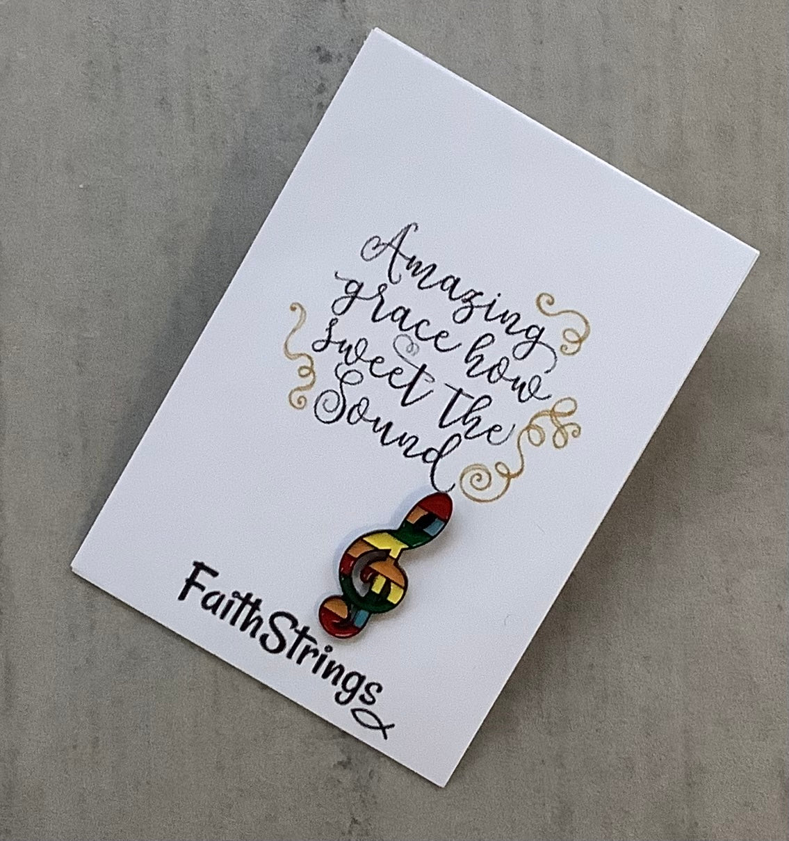 Pin Badge Christian Gift 🎁 Music 🎼 Note Lapel Tie Enamel  Faithstrings Rainbow