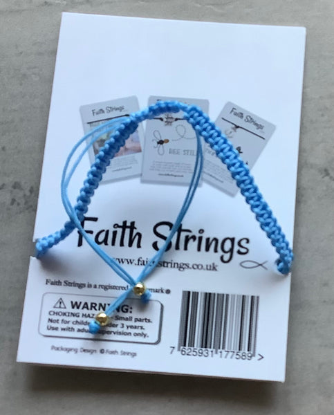 Christian gift heart blue slip knot cord bracelet Faithstrings 