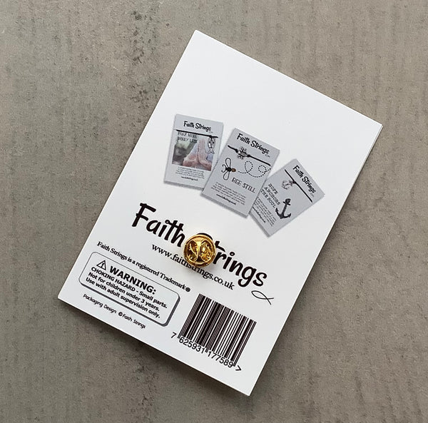 Christian Cross Pin Badge Gift 🎁 Gold effect faith family Faithstrings