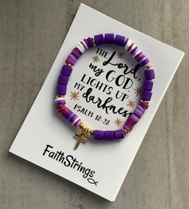 Polymer Stretch Bracelet Purple Christian Gift FaithStrings