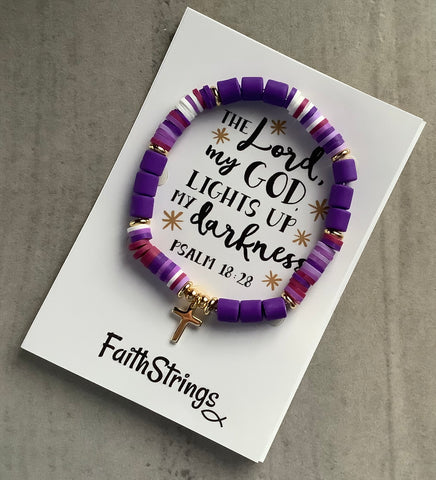 Polymer Stretch Bracelet Purple Christian Gift FaithStrings