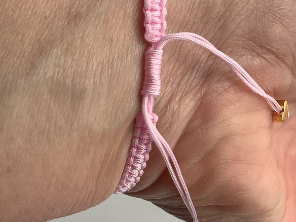 Heart slip knot pink cord bracelet Faithstrings Christian gift 