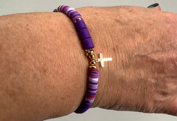 Polymer Stretch Bracelet Purple Christian Gift FaithStrings