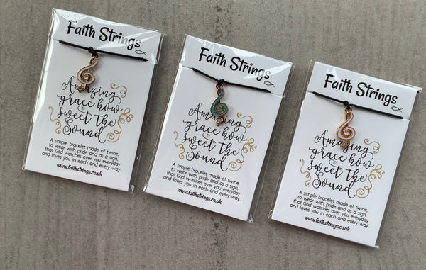 Faithstrings Christian Gift Cord Bracelet Music Charm Amazing Grace Faith String WIsh