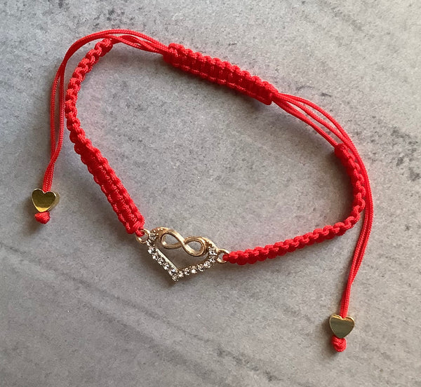 Slip knot bracelet red cord Christian Gift Faithstrings Infinity Heart