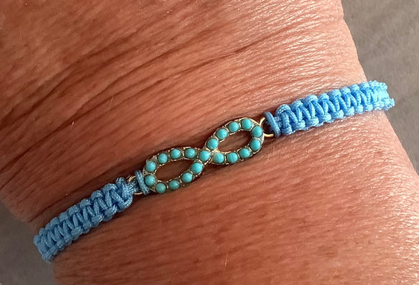 Infinity slip knot blue cord bracelet Faithstrings Christian gift