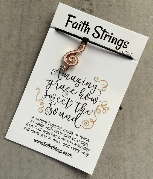 Faithstrings Christian Gift Cord Bracelet Music Charm Amazing Grace Faith String WIsh