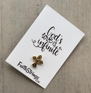 Christian Cross Pin Lapel Badge Gift 🎁 Gold & Black God Love Faithstrings