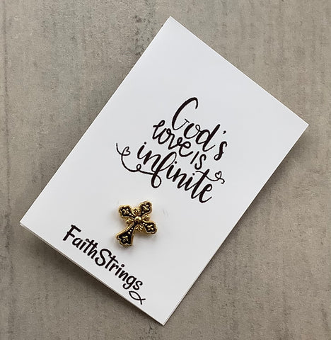 Christian Cross Pin Lapel Badge Gift 🎁 Gold & Black God Love Faithstrings