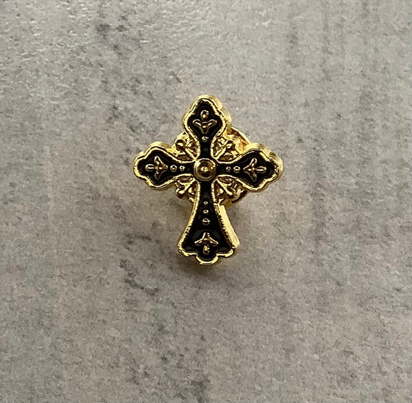 Christian Cross Pin Lapel Badge Gift 🎁 Gold & Black God Love Faithstrings