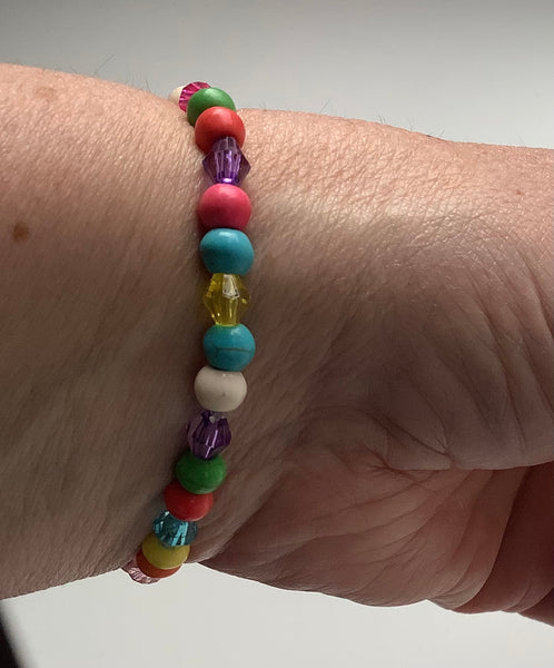 Christian Gift Beaded Acrylic Tibetan SIlver Cross Charm Bracelet multi-colour Faithstrings