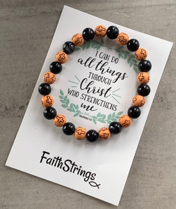 Christian Gift Black Acrylic & Wood Beaded Bracelet Faithstrings