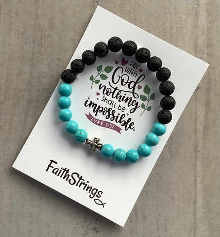 B25 - Turquoise & Lava Bead Stretch Bracelet - Wholesale
