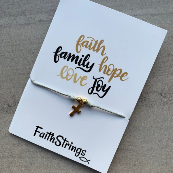 Cross Christian Slip Knot Bracelet Autumn Fall Faith Family