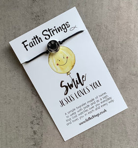 Faithstrings Christian Gift Cord Bracelet Smile Jesus loves you Faith String Wish