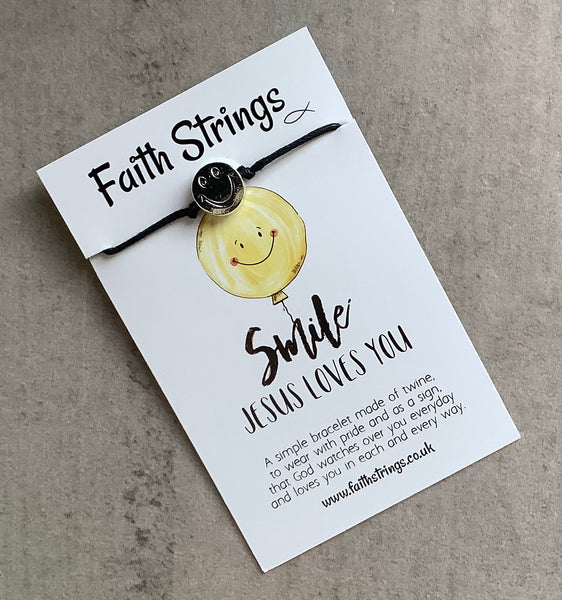 Faithstrings Christian Gift Cord Bracelet Smile Jesus loves you Faith String Wish