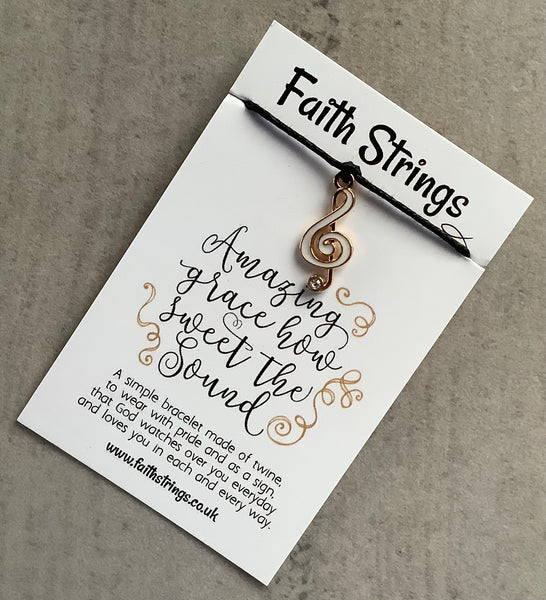 Faithstrings Christian Gift Cord Bracelet Music Charm Amazing Grace Faith String WIsh
