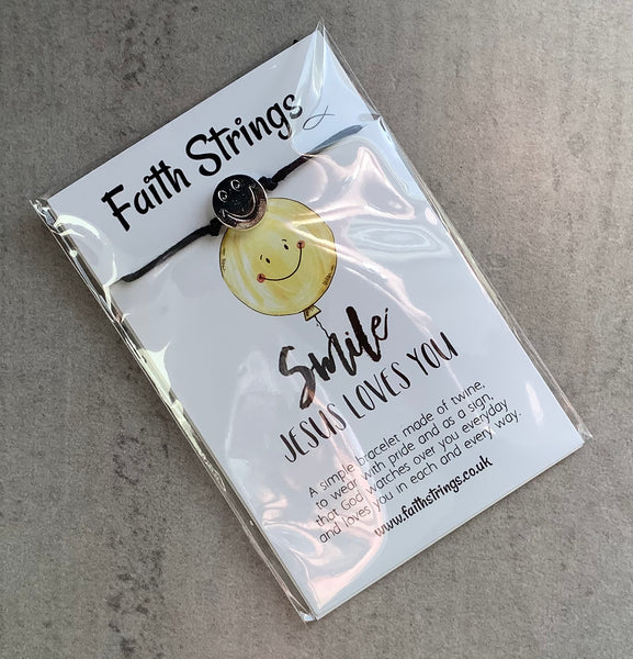 Faithstrings Christian Gift Cord Bracelet Smile Jesus loves you Faith String Wish