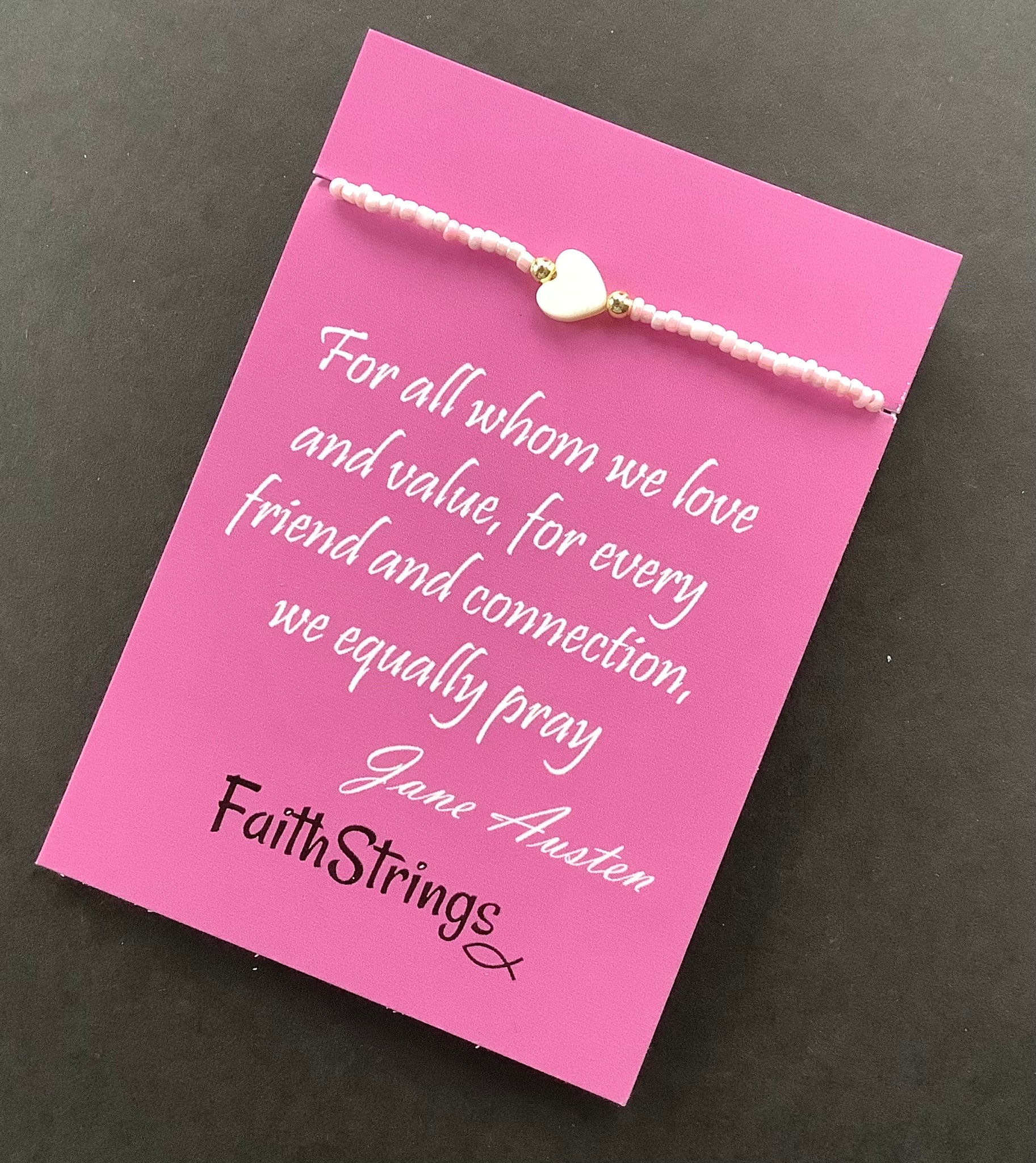 Jane Austen bracelet gift 🎁 Faithstrings Slip knot bead heart