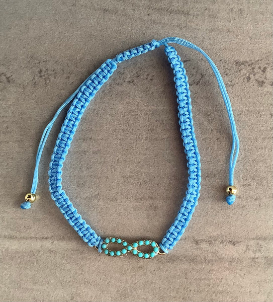 Infinity slip knot blue cord bracelet Faithstrings Christian gift