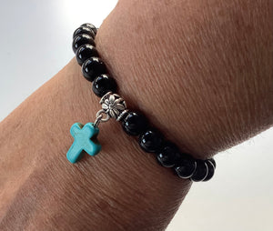 Bracelet with cross and beads on sale