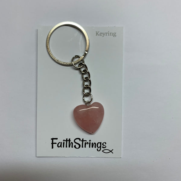 Gemstone Heart Keyring Keychain Christian Faith Strings Gift