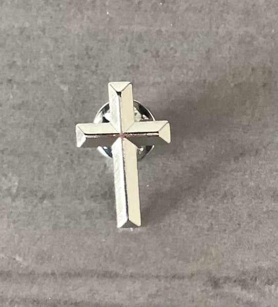 Christian Cross Pin Badge Gift 🎁 Silver effect God 
