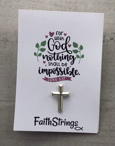 Christian Cross Pin Badge Gift 🎁 Silver effect God 