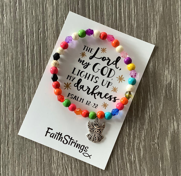 Christian Gift Angel Bracelet Multicolour Beaded Acrylic 