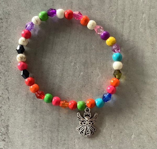Christian Gift Angel Bracelet Multicolour Beaded Acrylic 