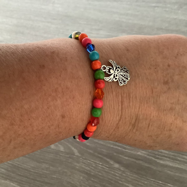 Christian Gift Angel Bracelet Multicolour Beaded Acrylic 