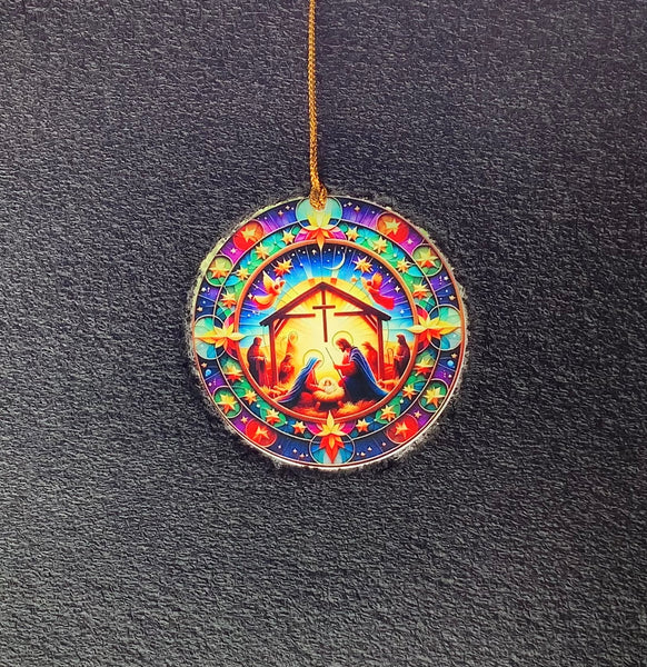 Nativity Light Catcher Christian Gift Christmas Stable Cross