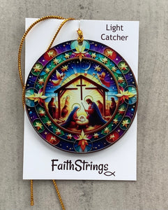 Nativity Light Catcher Christian Gift Christmas Stable Cross