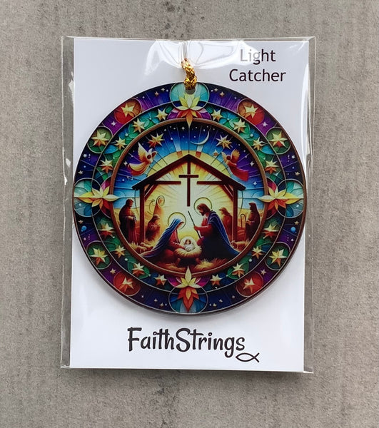 Nativity Light Catcher Christian Gift Christmas Stable Cross