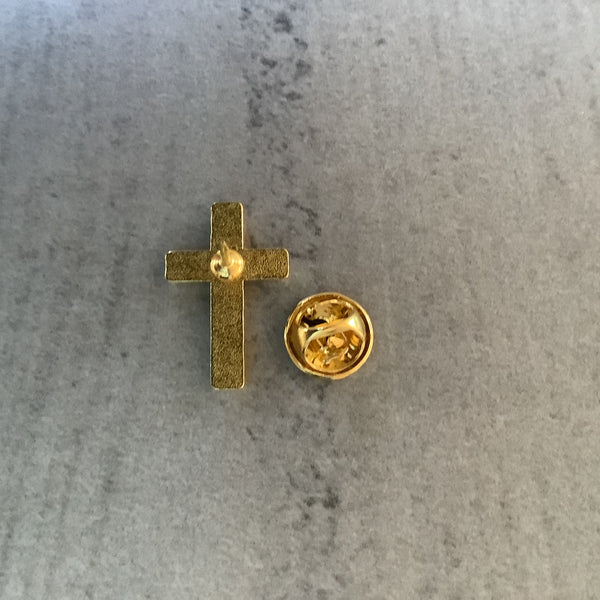 Pin Badge Christian Gift Faithstrings Gold effect Cross Religious