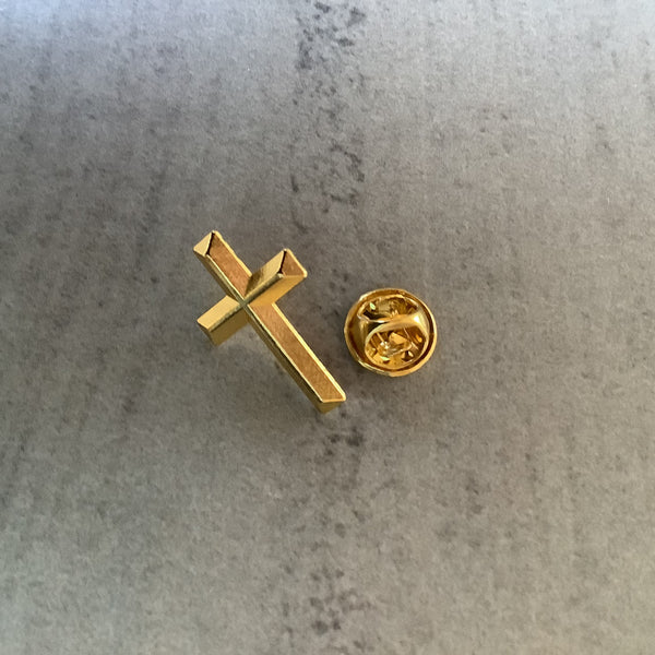 Pin Badge Christian Gift Faithstrings Gold effect Cross Religious
