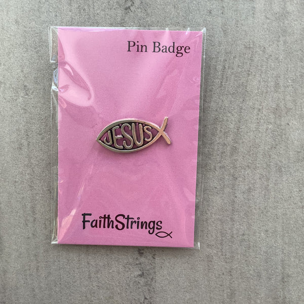 Pin Badge Jesus Icthus Silver Metal Christian Gift
