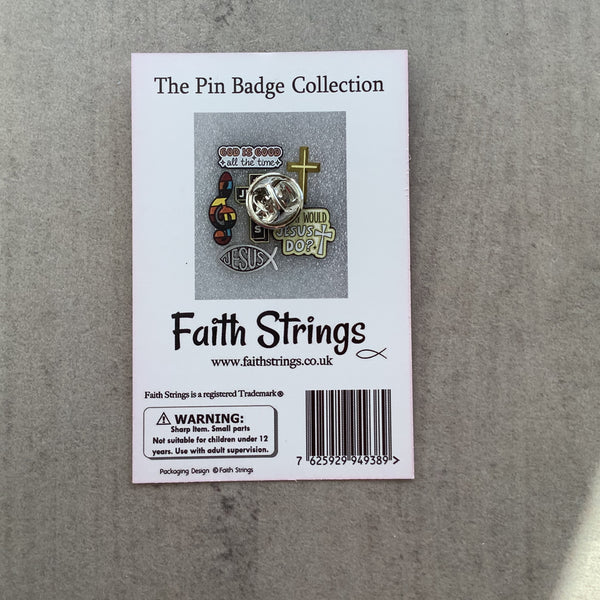 Pin Badge Faith Heart Christian Gift Silver effect Faithstrings