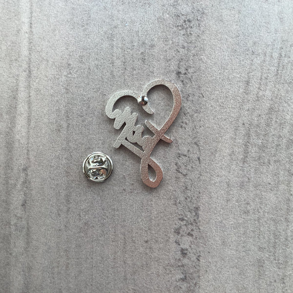 Pin Badge Faith Heart Christian Gift Silver effect Faithstrings