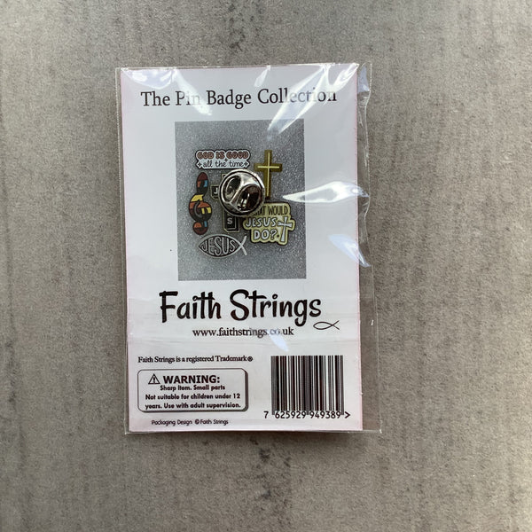 Pin Badge Faith Heart Christian Gift Silver effect Faithstrings