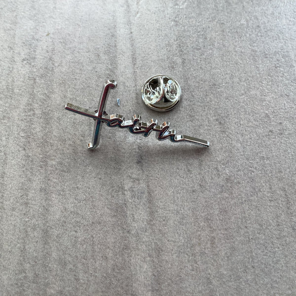 Pin Badge Faith Christian Gift Cross SIlver effect Faithstrings