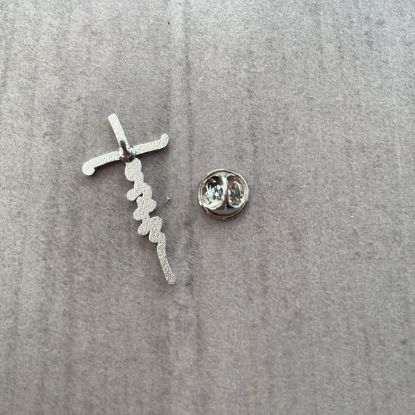 Pin Badge Faith Christian Gift Cross SIlver effect Faithstrings